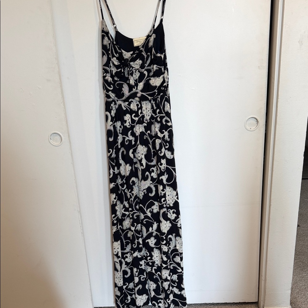 Moulinette Soeurs buy anthropology Black Maxi Dress with Cream Floral Print - Picture 2 of 10